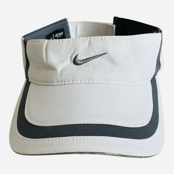 Nike Featherlight Dri-Fit Visor Hat Adjustable White Gray Golf Hat Unisex VG - Picture 5 of 7